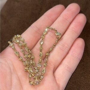 Vintage 70s Gold Necklace with Crystal Accents